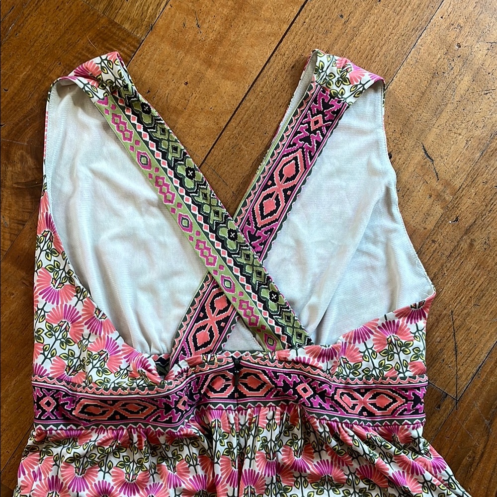 Tory Burch Pink and Green Print Maxi Dress